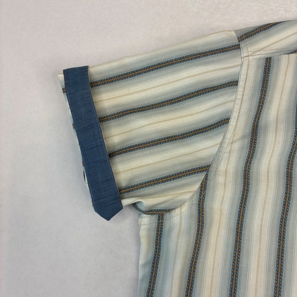 Kuhl Renegade Button Down Shirt Mens Medium Blue Stripe Short Sleeve Hiking Fish - Picture 6 of 10